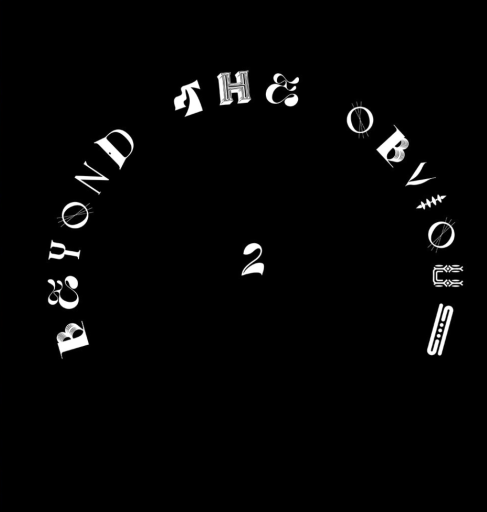 White desiged font on a black background spelling the words Beyond the Obvious 2