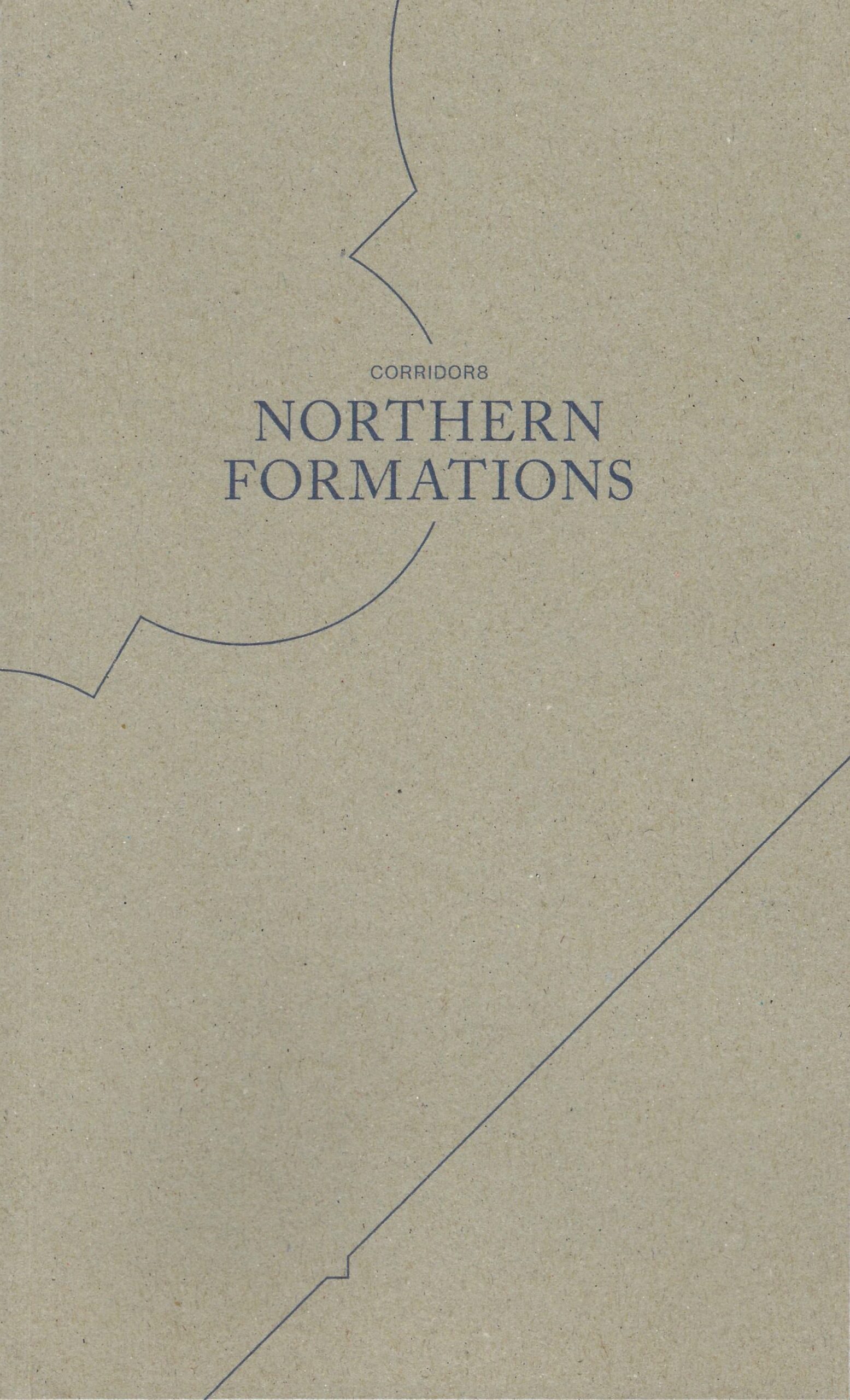 A brown-grey book cover with geometric lines and title 'NORTHERN FORMATIONS' in blue.
