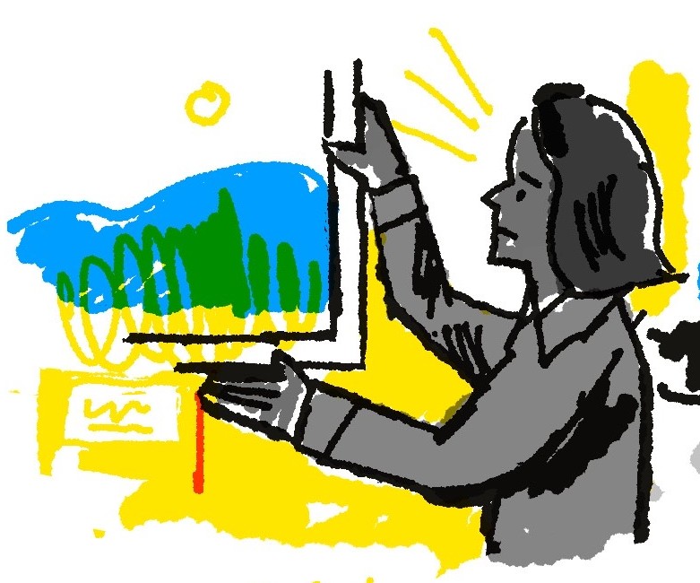 Illustration by Millie Chesters showing a figure hanging a picture